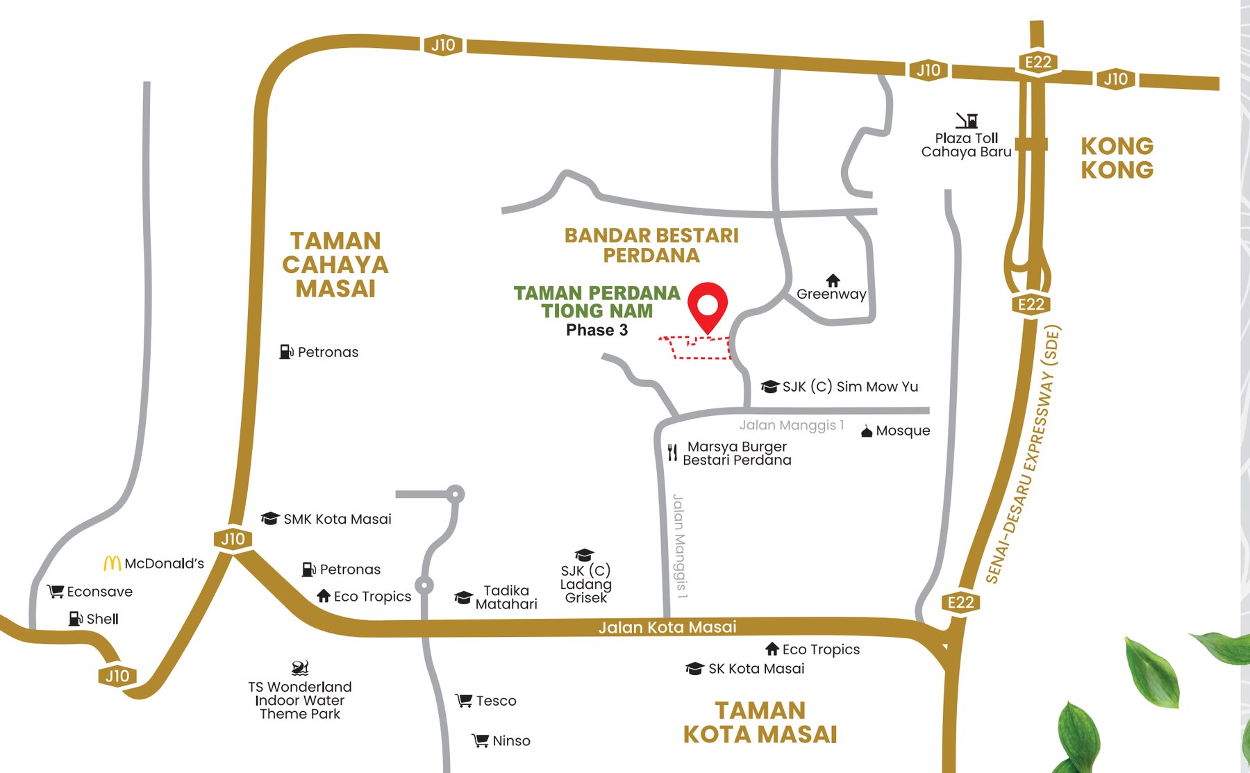 Peta lokasi projek berhampiran Kota Masai, Pasir Gudang